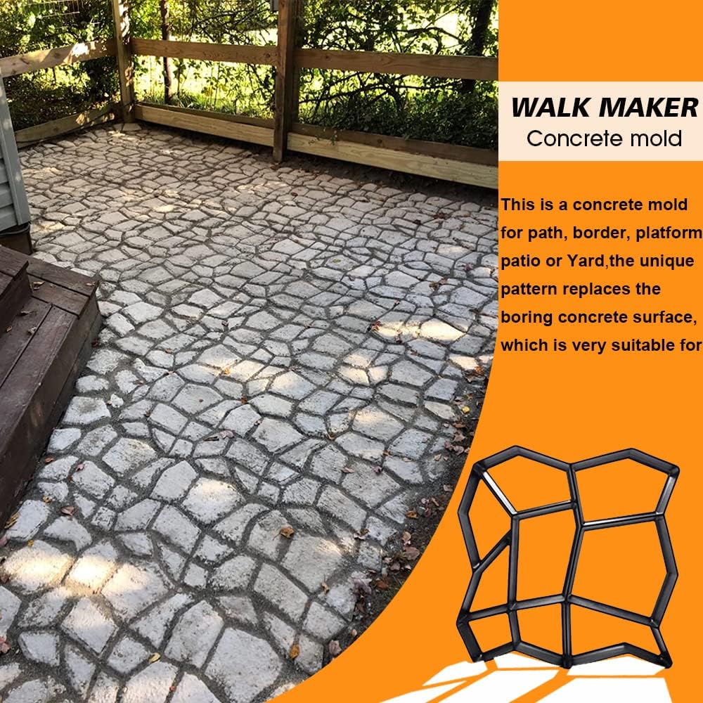 Avalution Reusable Concrete Mold 17"x17"x1.6" Walker Maker Courtyard Stepping Stone Molds Lawn Garden DIY Paving Mold(Irregular)