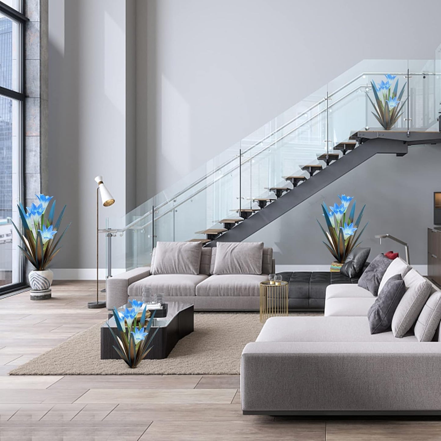 Homight Metal Agave Plant Outdoor Decoration Outdoor Garden Decoration Lily Mexican Yard Art Plant Garden Agave Lily Decorative Garden Gift… (3 Big Blue Lilies) (HM-390-345)