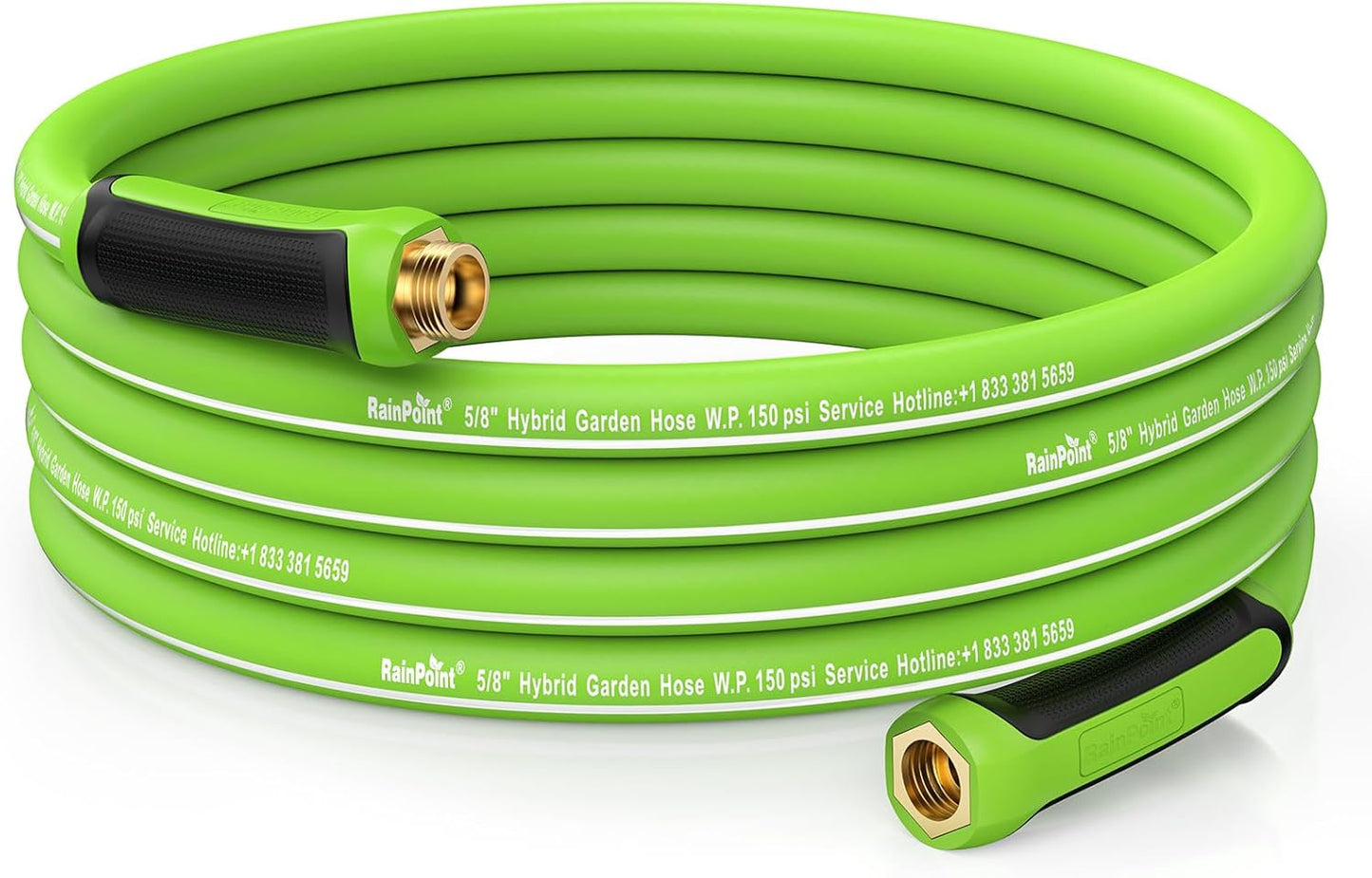 RAINPOINT Garden Hose 25ft - Flexible Heavy Duty Water Hose with Swivel Handle - lightweight, Hybrid Rubber, 5/8", Male to Female