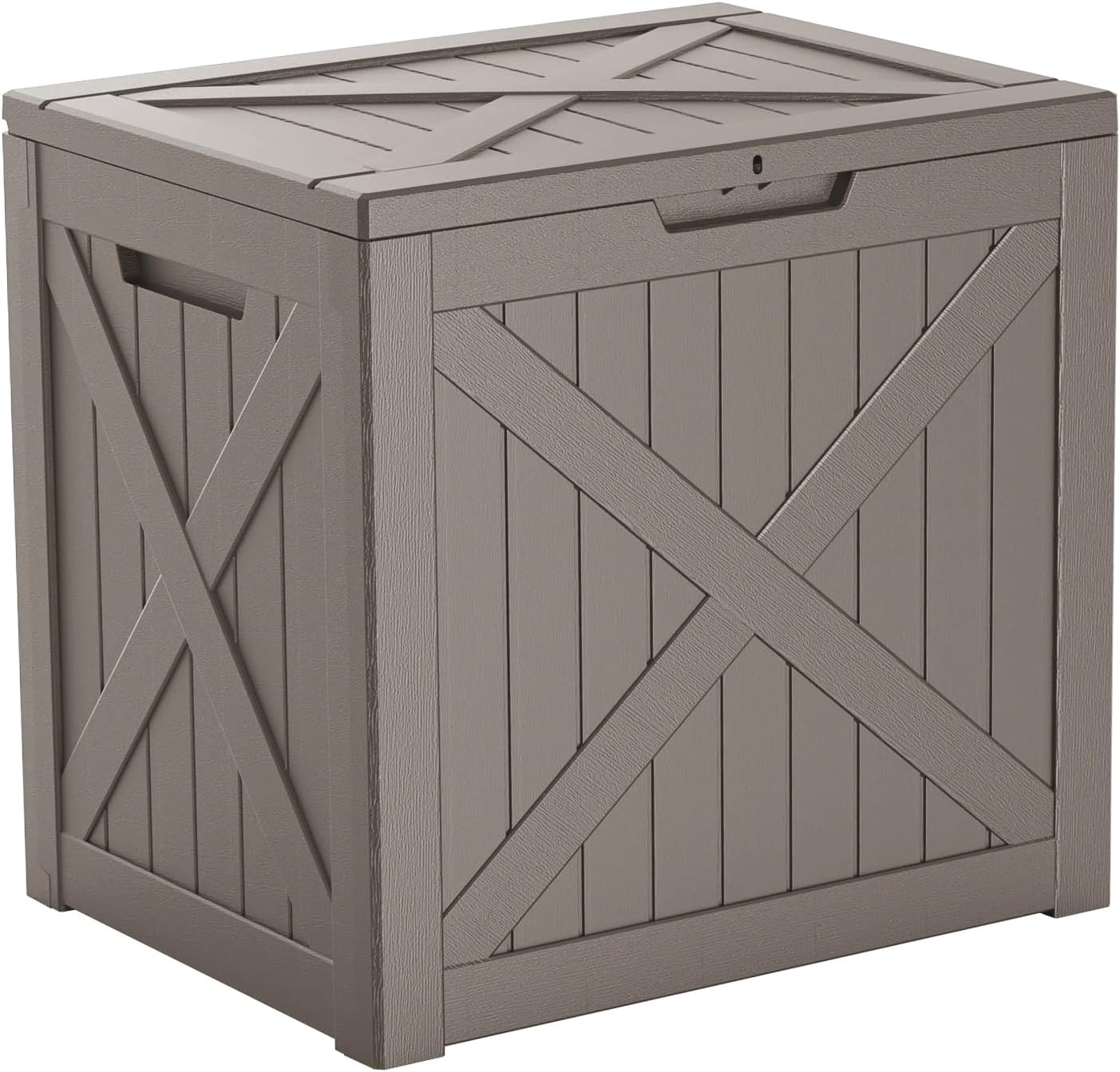 32 Gallon Outdoor Deck Box,Storage Lockable Waterproof Patio Furniture,Garden Tools,Cushions,Pool Accessories Outside Storage Resin Box(Grey)