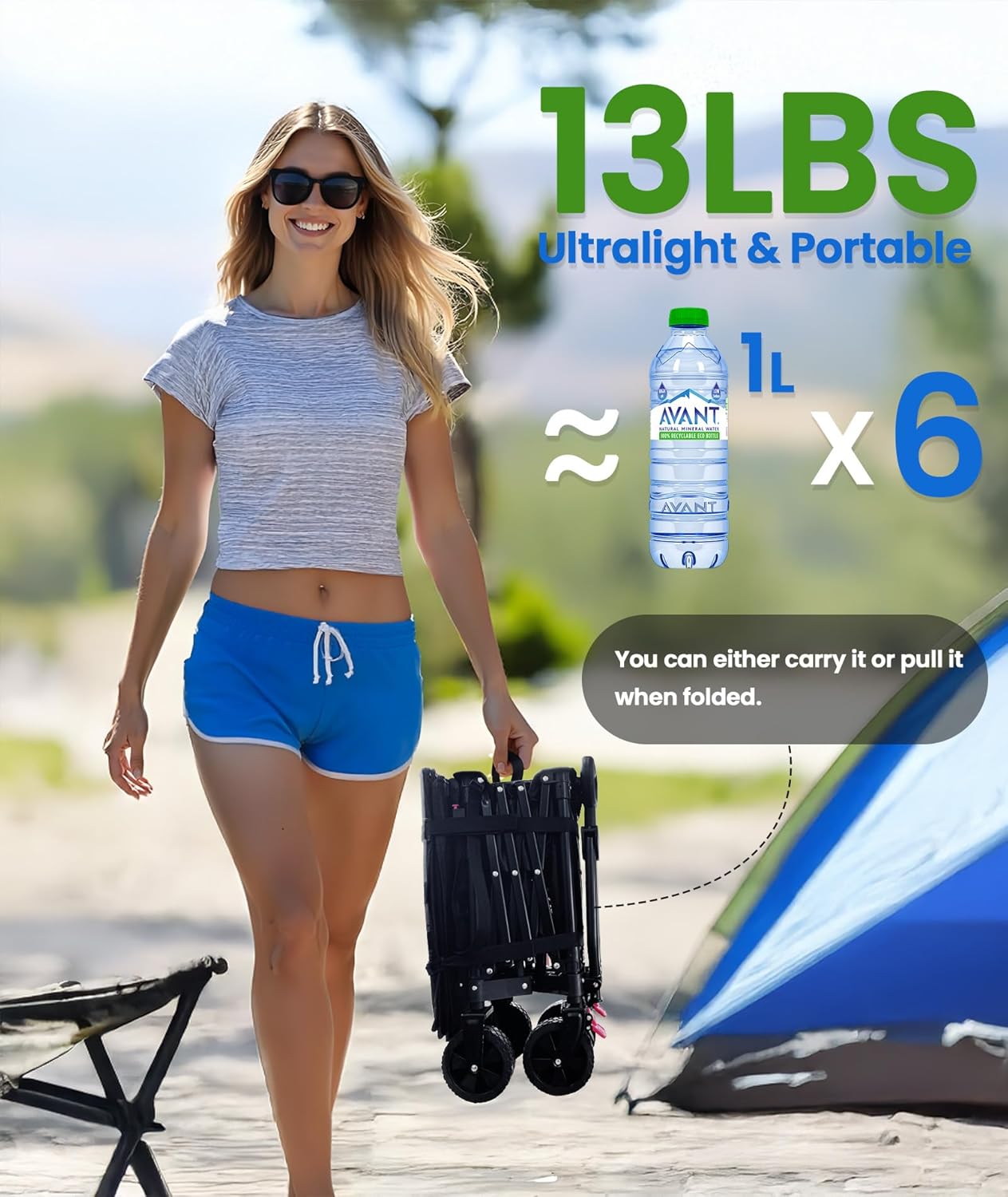 Extra Large Foldable Wagons Extended, 250L Collapsible Wagon with Tailgate, 49”L Folding Wagons with Brakes, Grocery Wagon, Utility Cart for Sports, Shopping, and Camping, Black