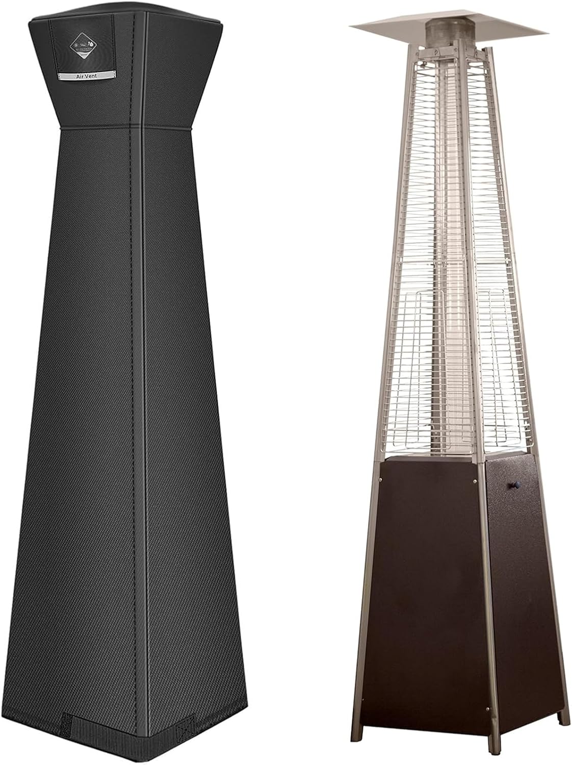 QH.HOME Winter Pyramid Heater Covers, [2025 Upgraded Tear-Resistant Fabric] Waterproof with Robust Zipper ,Dustproof/Wind/Sunlight/Snow-Resistant, 90"H x 23"D x 23"B, Black