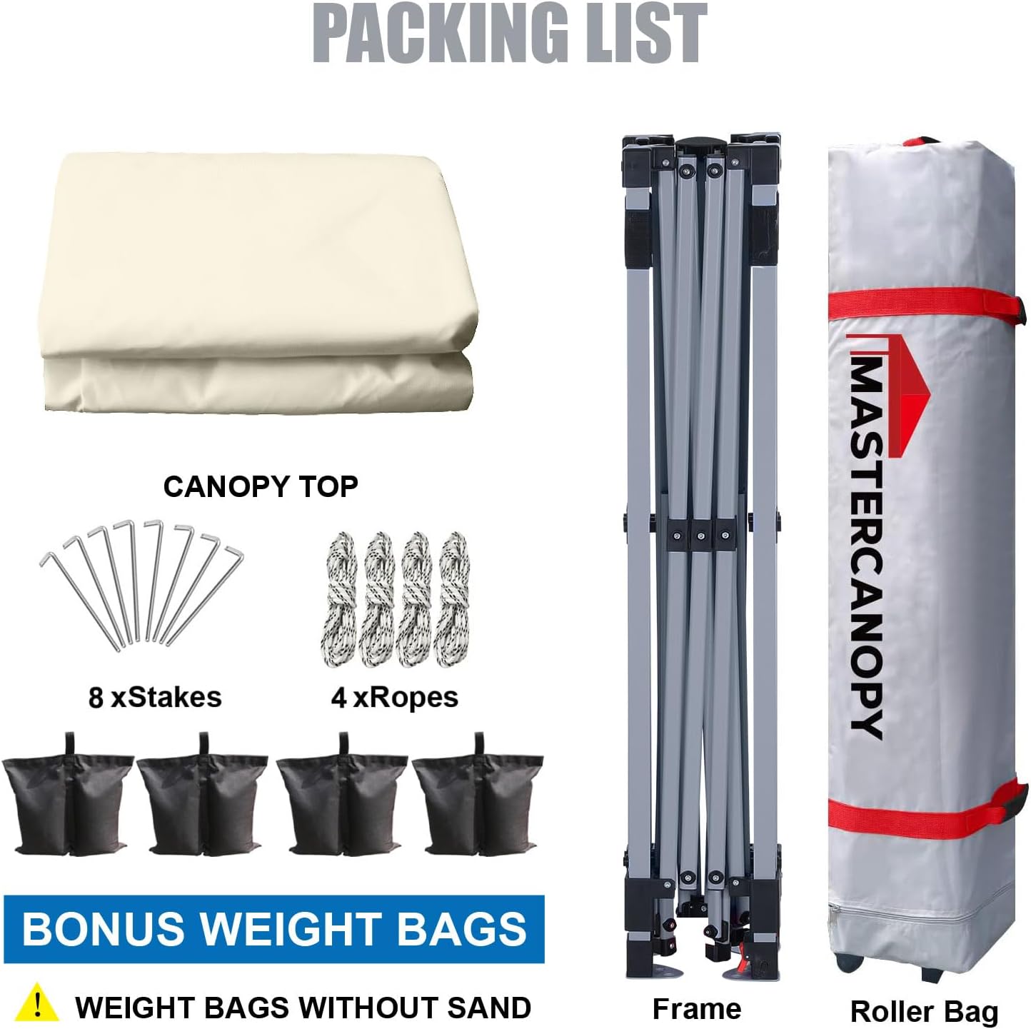 MASTERCANOPY Durable Pop-up Canopy Tent with Roller Bag (8x8, Beige)