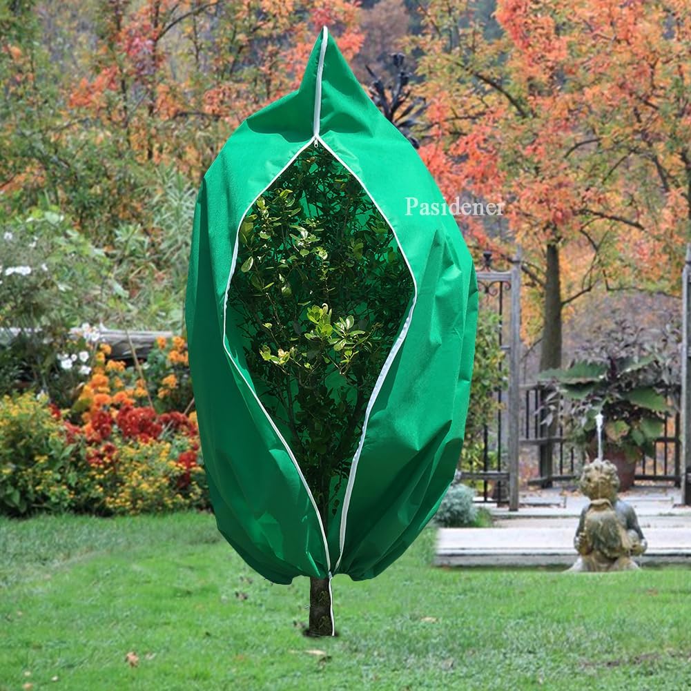 Plant Covers Freeze Protection 2 Packs 50" x35" 2.2oz Tree Covers Frost Plant Covers Freeze Cloth for Outdoor Plants with Zipper Drawstring