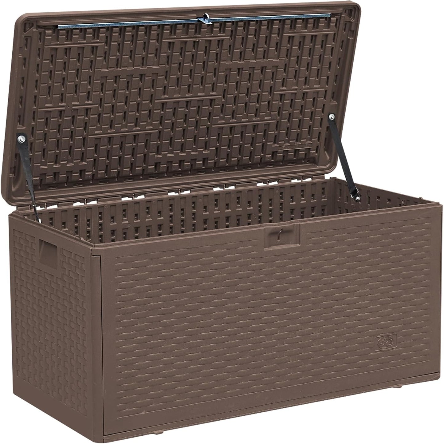 73 Gallon Outdoor Storage Box - Waterproof Resin Deck Box for Patio, Pool & Garden, Lockable Outdoor Cushion Storage & Delivery Boxes for Outside, UV-Resistant, Rich Brown