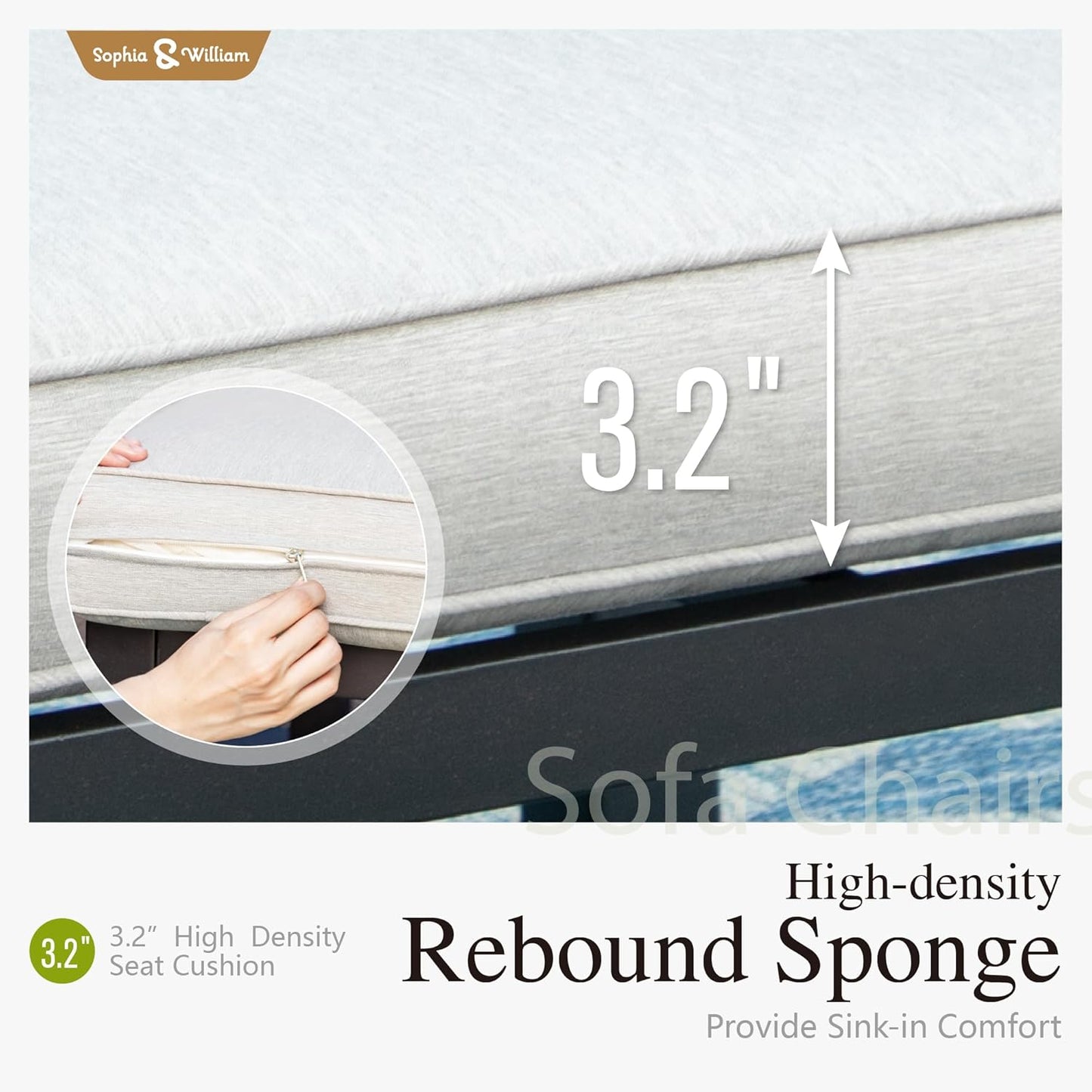 Sophia & William Outdoor Patio Furniture Set, Metal Sectional Sofa Set Patio Conversation Set with Cushions-2 x Single Sofa