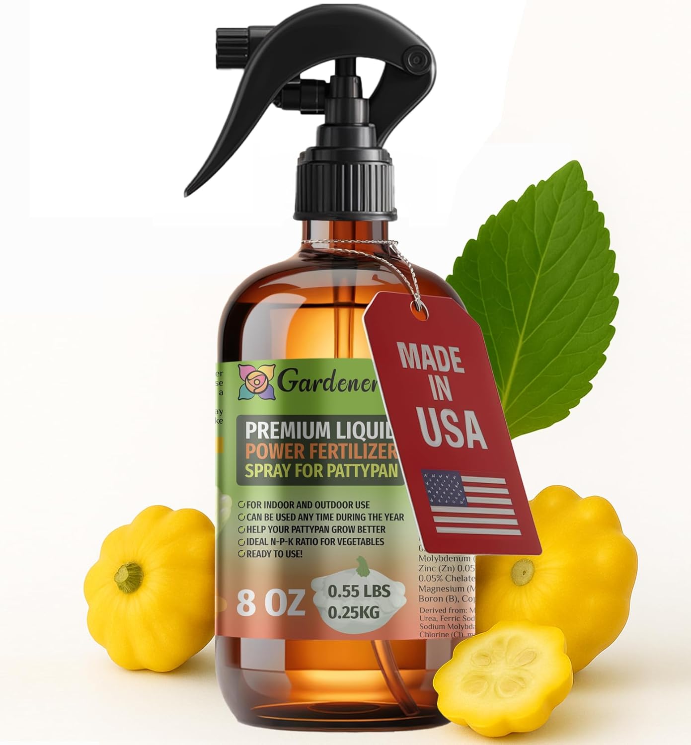 Liquid Power Pattypan Fertilizer Spray – Ready-to-Use Liquid Plant Food Mist for Pattypan – Premixed, Easy Application – Fast-Acting Formula for Growth, Roots & Yield – Indoor & Outdoor Use – 8 oz