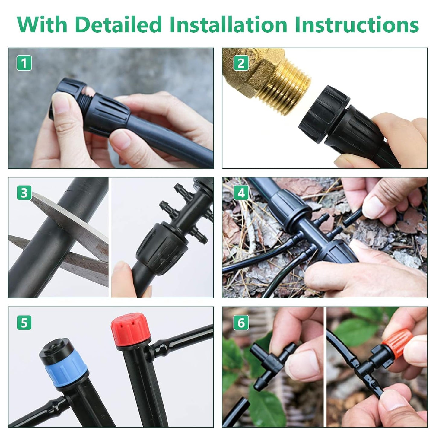 256FT Drip Irrigation System Kit, 163pc Automatic Garden Watering Misting System for Greenhouse, Yard, Lawn, Plant