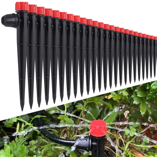 50 Pcs Drip Irrigation Emitters with Lock, Adjustable 360 Degree Water Flow Drippers for 1/4 inch Tubing, Garden Irrigation Sprayers for 4-7mm Watering System
