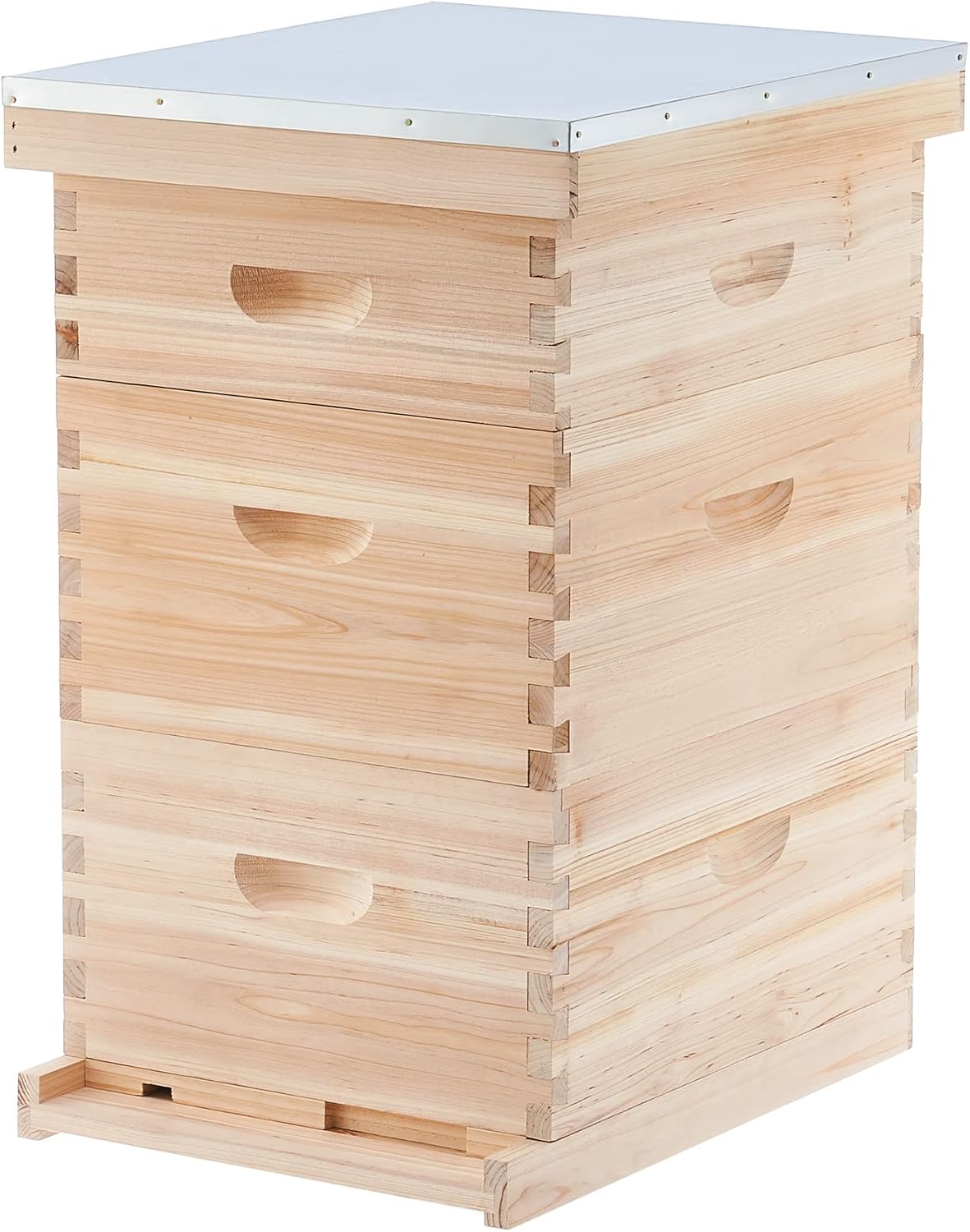 CREWORKS Bee Hive Boxes Starter Kit, 3 Layer Bee House Langstroth Beehive for Bees Keeping, Beekeeping Supplies with Plastic Queen Excluder and Nails (10 Medium and 20 Deep Frames)