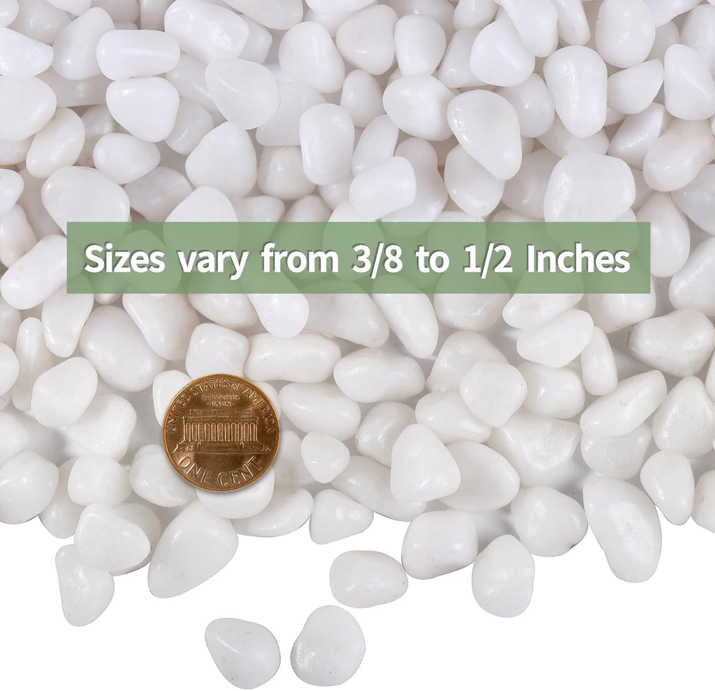 15lbs White Rocks, 3/8 Inch Small White Pebbles for Plants, Vase, Garden, Decorative Pea Gravel for Landscaping, Polished