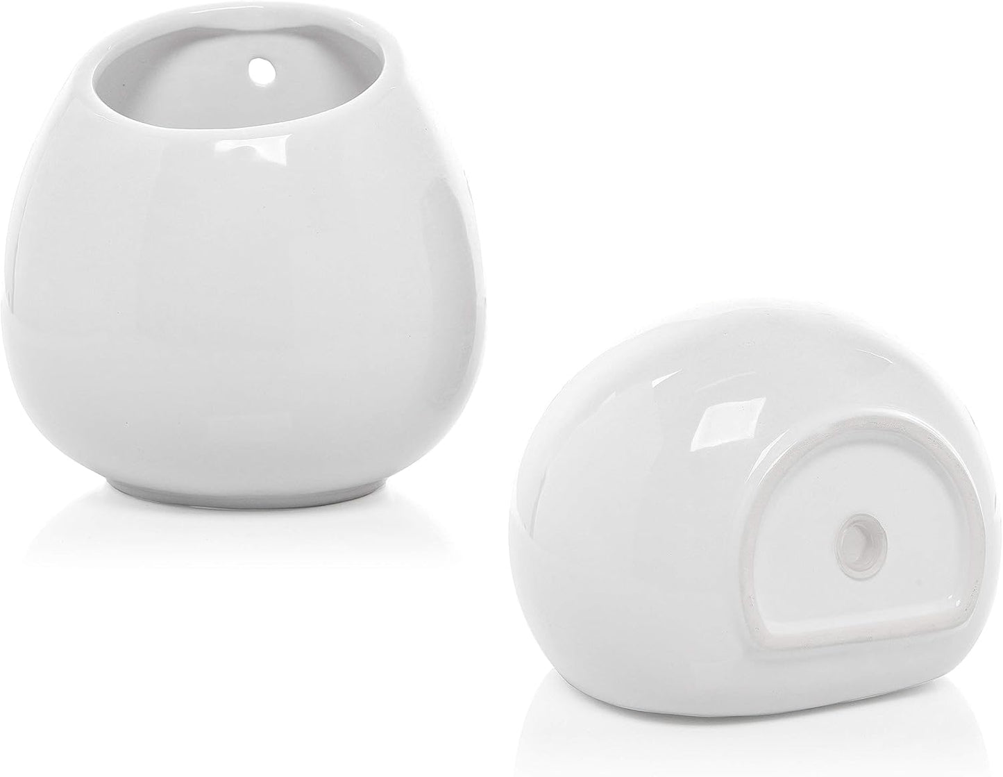 MyGift 6-inch White Ceramic Wall Planter Vase - Hanging or Desktop Succulent Plant String of Pearls Cactus Indoor Pots, Set of 2