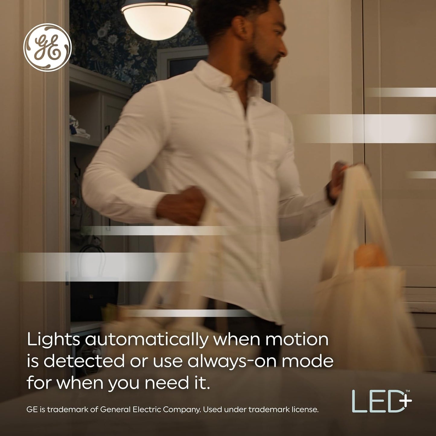 GE LED+ Motion Sensor LED Light Bulbs, 12W, Outdoor Security Lights, Daylight, A21 (2 Pack)