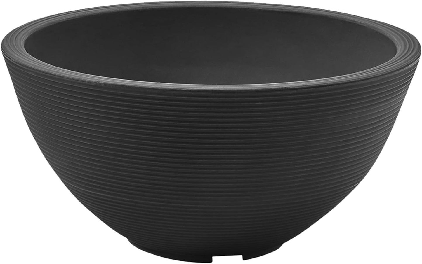 Crescent Garden Delano Bowl Planter, Indoor Outdoor Round Shallow Plant Pot for Water Garden, Bonsai Plant Pots, Succulents with Drain Hole - Double Walled Bowl Lotus Pot, 20" W (Caviar Black)