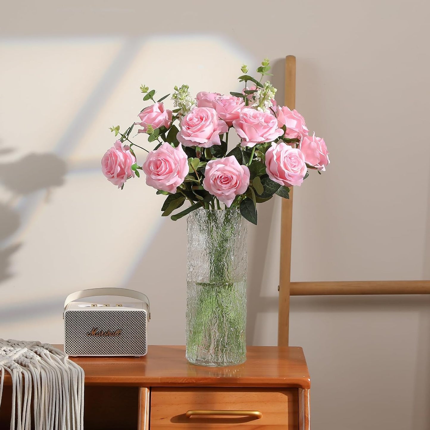 Hawesome 12PCS Artificial Silk Flowers Realistic Roses Bouquet Long Stem for Home Wedding Decoration Party (Pink -1) 1