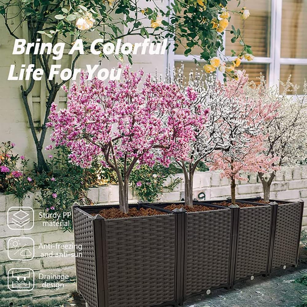 Large Planters for Outdoor Plants Raised Garden Bed Elevated Rectangular Garden Box Kits for Gardening, Vegetables, Flowers and Herbs in Backyard Patio Balcony