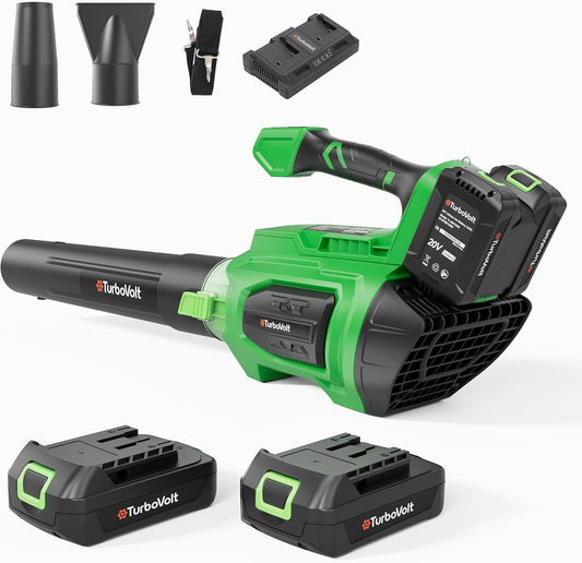 Leaf Blower, 20V Cordless Electric Blower with 2 * 5.0Ah Batteries and 1 Hour Fast Charger, Lightweight Leaf Blower for Patio Cleaning, Lawn Care, Blowing Fallen Leaves and Dust