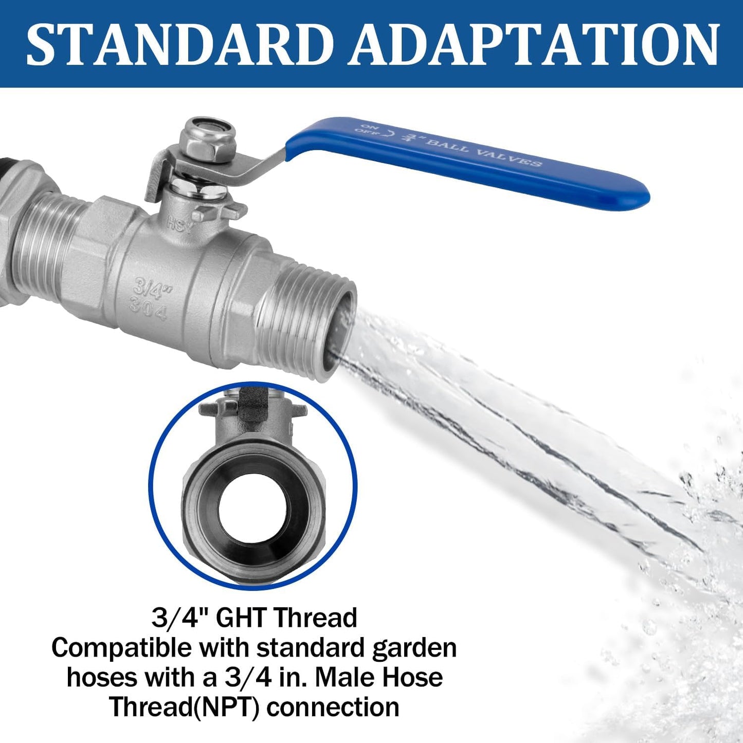 Rain Barrel Spigot Kit, 3/4"GHT Rain Barrel Ball Valve Quarter Turn with Bulkhead Fitting, Lead-free 304 Stainless Steel High Flow Spigot for Water Barrel