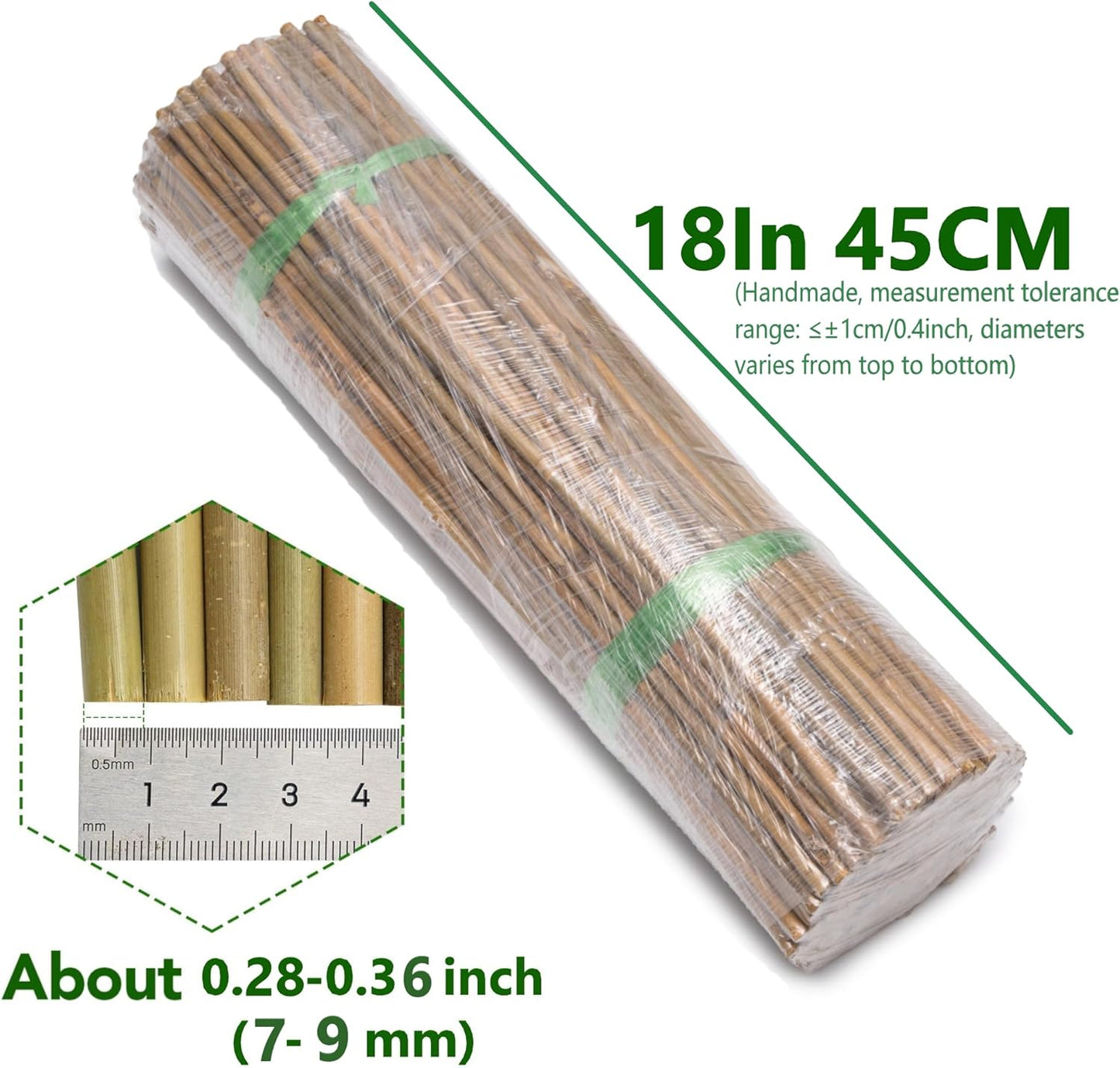 100 Pcs 18 inches Garden Stakes for Plants, Natural Bamboo Sticks for Indoor and Outdoor Climbing Plants Support