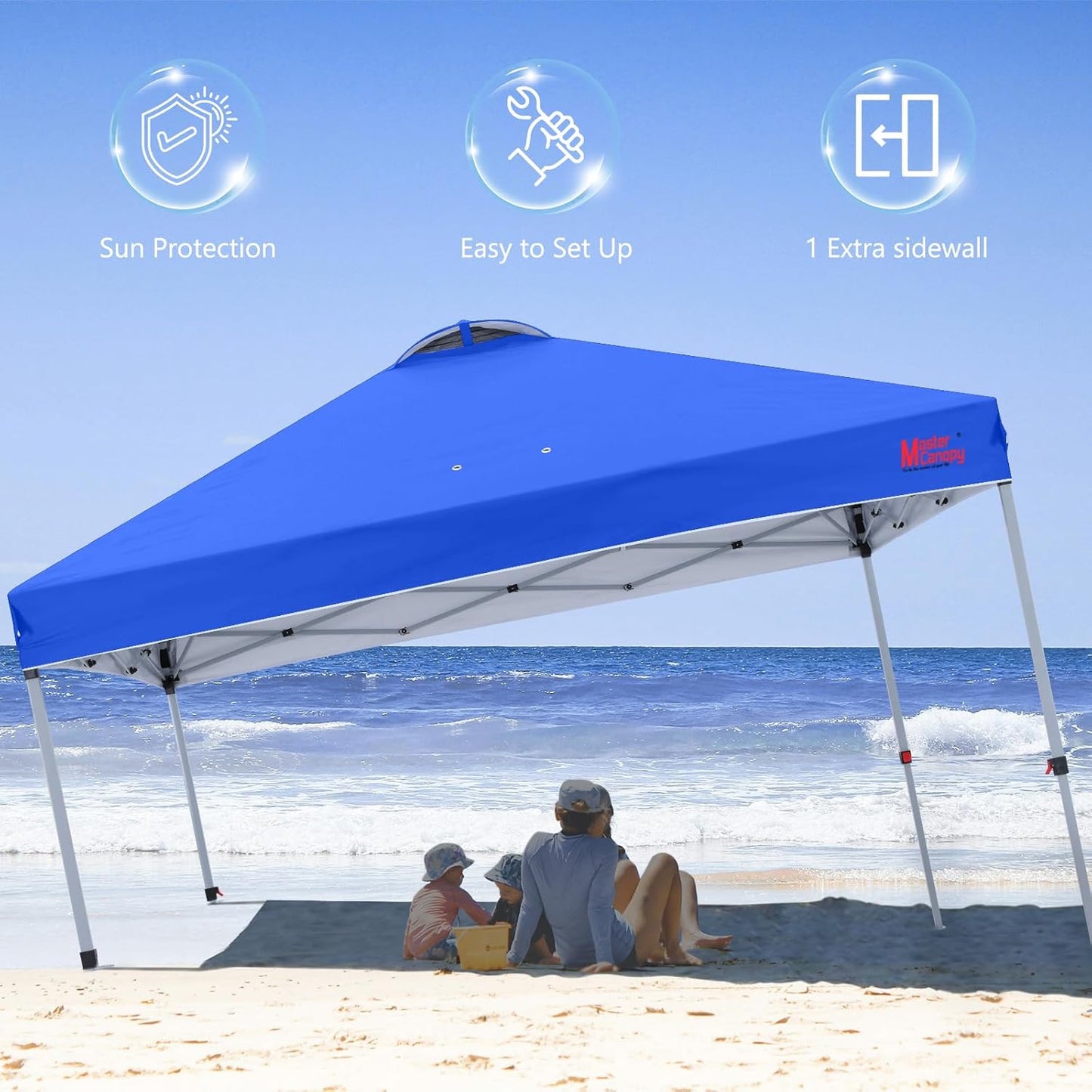 MASTERCANOPY Durable Pop-up Canopy Tent with 1 Sidewall (10'x10',Blue)