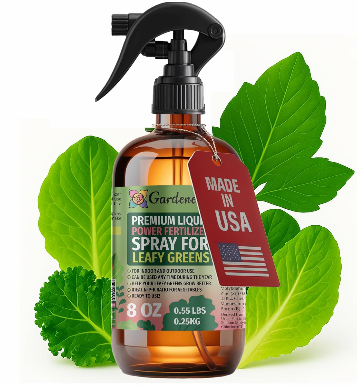 Liquid Power Leafy Greens Fertilizer Spray – Ready-to-Use Liquid Plant Food Mist for Leafy Greens – Easy Application – Fast-Acting Formula for Growth, Roots & Yield – Indoor & Outdoor Use – 8 oz