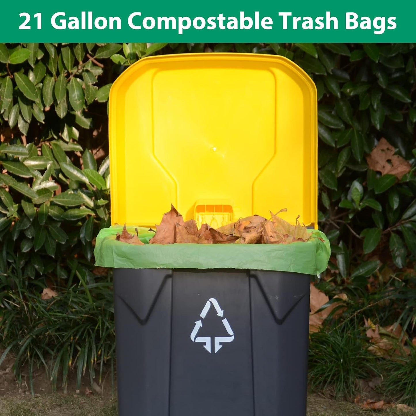 Compostable Trash Bags 21 gallon,20 Count,Extra Thick 1.28 Mills,Fits13-25 gallon trash can, Extra Strong and thick,Compostable Lawn & Leaf Yard Waste bags,ASTM D6400,Bpi Certified