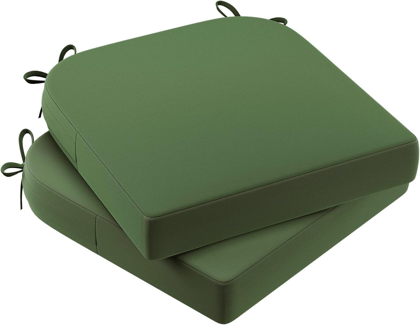 AAAAAcessories Outdoor Seat Cushions for Chairs, Waterproof, Fade-Resistant Patio Furniture Replacement Cushions, 17" x 16" x 2", Set of 2, Dark Moss