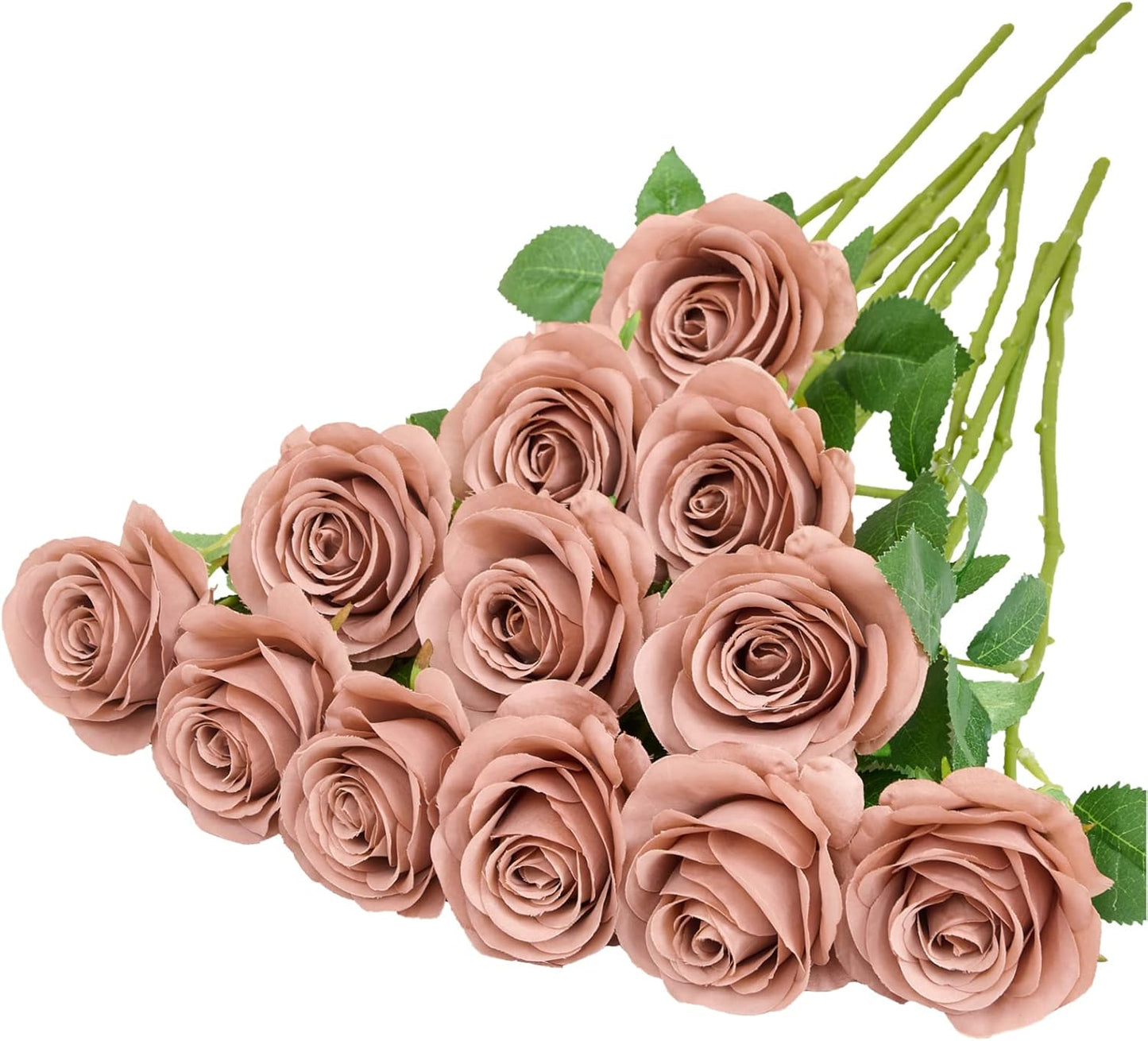 12Pcs Artificial Silk Flowers Fake Roses Flowers with Long Stems for Home Decor Wedding Baby Shower Party Centerpieces Decorations (Dusty Rose)