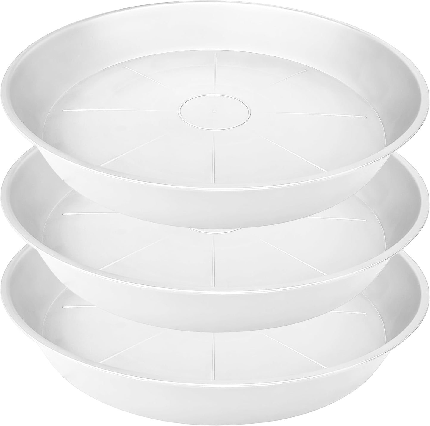 3 Pack of 22 inch Plant Saucer, 3.6" Depth Tray, Large Deep Garden Plastic Flower Planter Plant Trays for Indoors Outdoor Bath Bath (22", Creamy White)