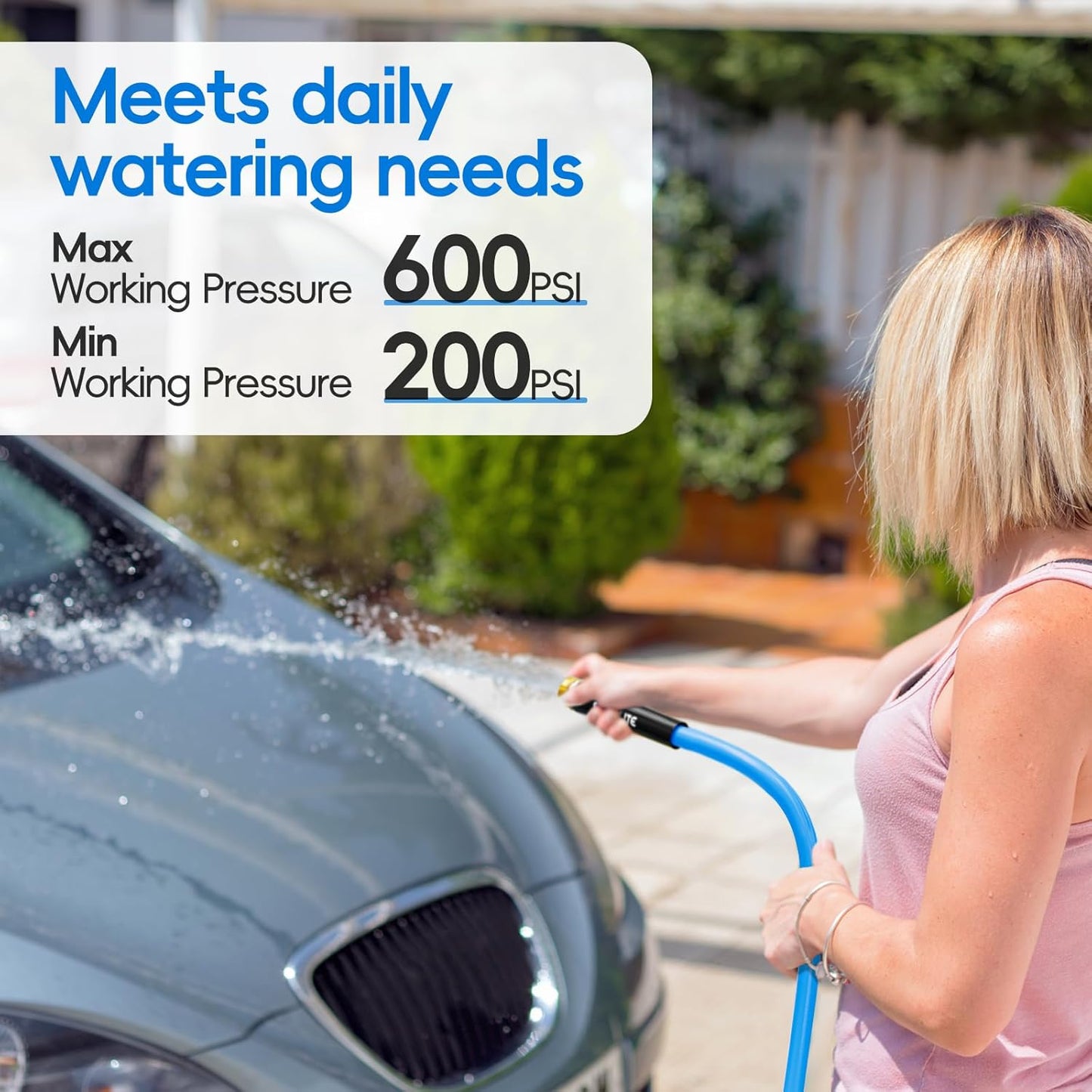 Hot/Cold Garden Water Hose 200 ftx 3/4 in, -50℉ To 190℉, Heavy Duty, Flexible, Burst 605 Psi, Lightweigh, Upgraded Rubber Pipe with 3/4" Brass Fittings For Backyard, Outdoor, Farm, Blue