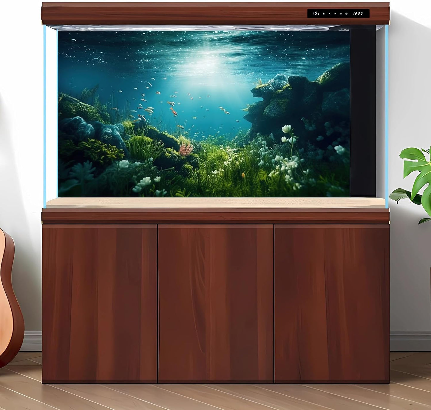 Underwater Aquarium Background Under The Sea Fish Tank Background Ocean Floor Green Aquatic Plants Aquarium Backgrounds Deep Sea Sunray Tropical Fish Aquarium Tank Backgrounds 24x12in