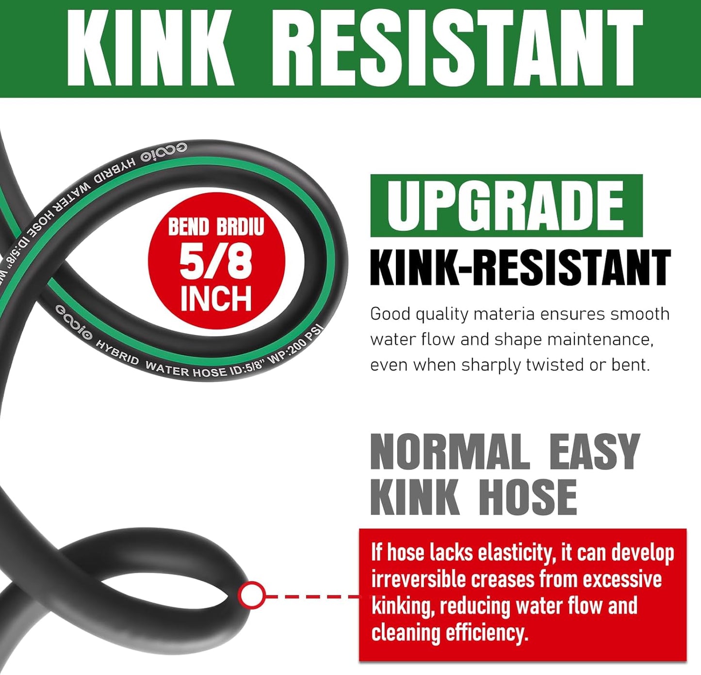 Heavy Duty Garden Hose 75ft, NON-EXPANDABLE Flexible Water Hose, Kink Resistant Lightweight Hybrid Hose, Leakproof Hose Male to Female Fittings