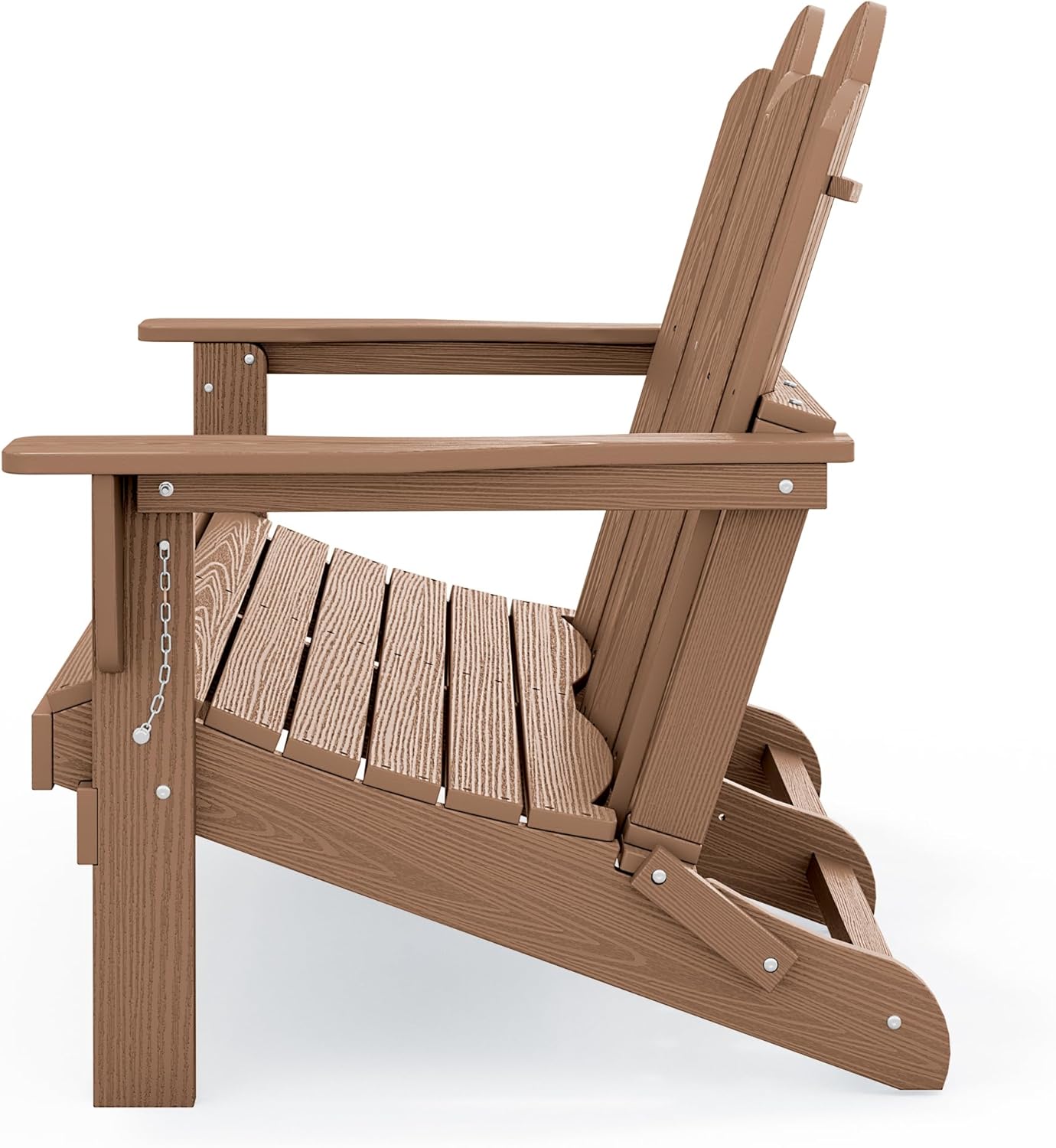 SERWALL Folding Adirondack Bench, HDPE All-Weather Adirondack Loveseat, 660 lbs Capacity, Foldable Outdoor Patio Bench for Deck, Lawn, Garden, Brown