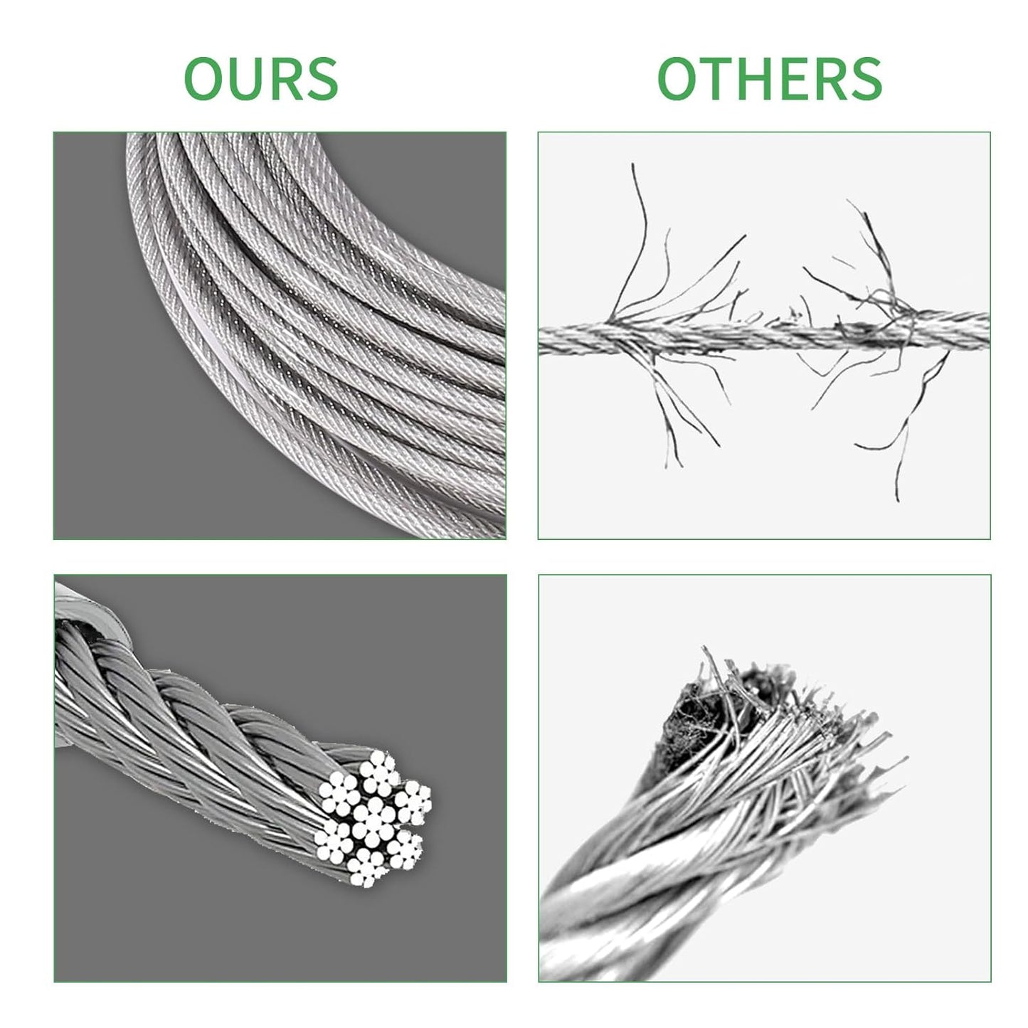 1/8" Wire Cable Rope Kit ，Vinyl Coated 304 Stainless Steel Wire – 100FT 7x7 Strand Cable with Turnbuckles，String Lights Hanging Kit for Outdoor, Garden,Patio, Crafts, Hanging Lights