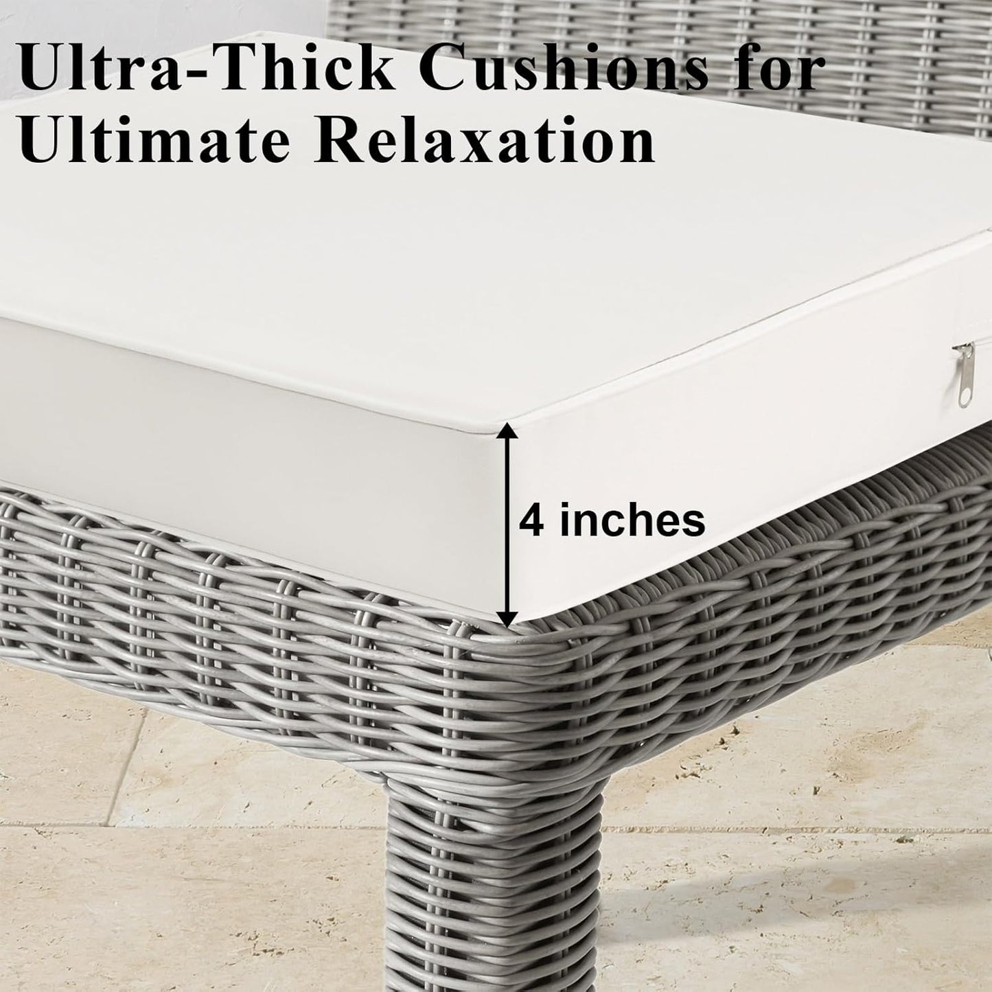 Outdoor Chair Cushions Set of 2 for Patio Furniture 22x22x4 Inch Waterproof Patio Chair Cushion 3 Year Color Fastness Square Elastic Foam Garden Sofa Couch Pads with Ties and Handle,Beige