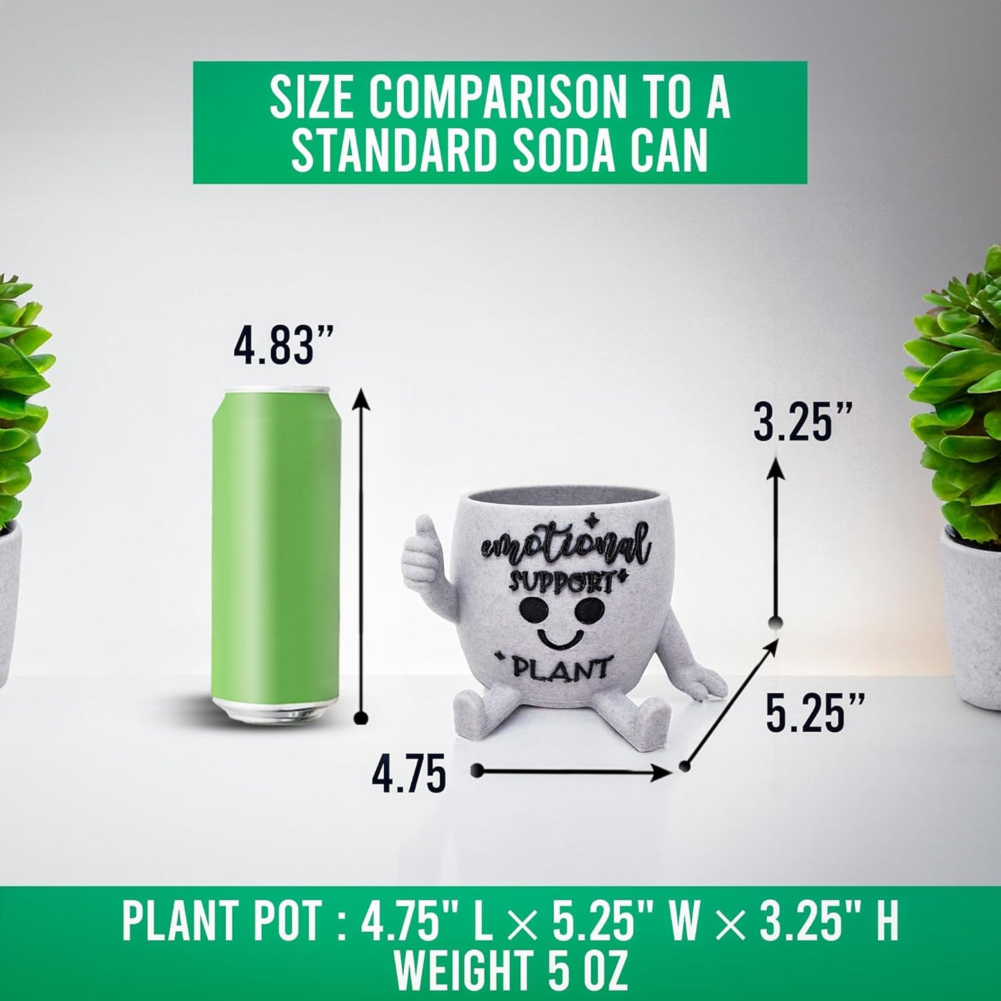 Funny Face Indoor Head Planter Pot, 3D Printed, Unique Small Succulent Flower Pot, Cute Cactus Planter, Indoor Home Decor, Office Desk Plant Pot, Novelty Gardening Gift Set