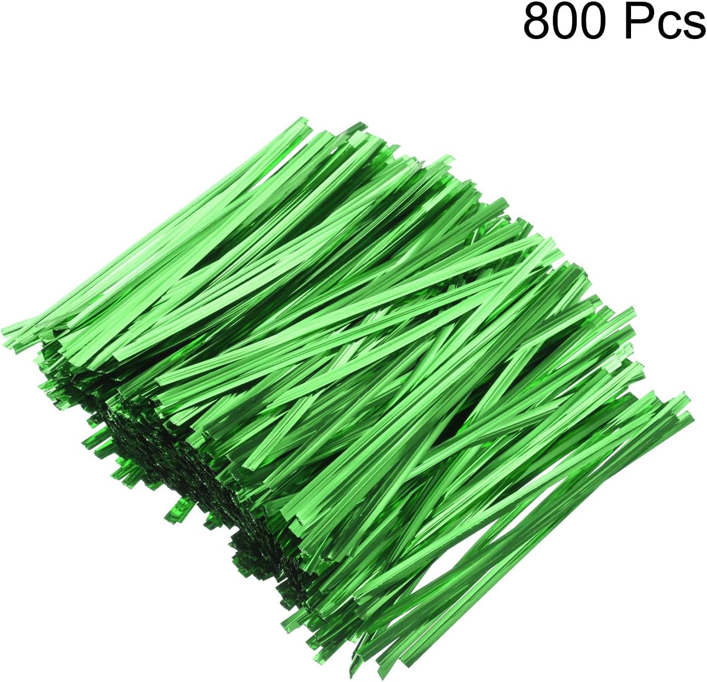 HARFINGTON 800pcs Bag Twist Ties 4.7" Reusable Plastic Metallic Twist Ties Wire Cable Ties for Party Bread Candy Cake, Green