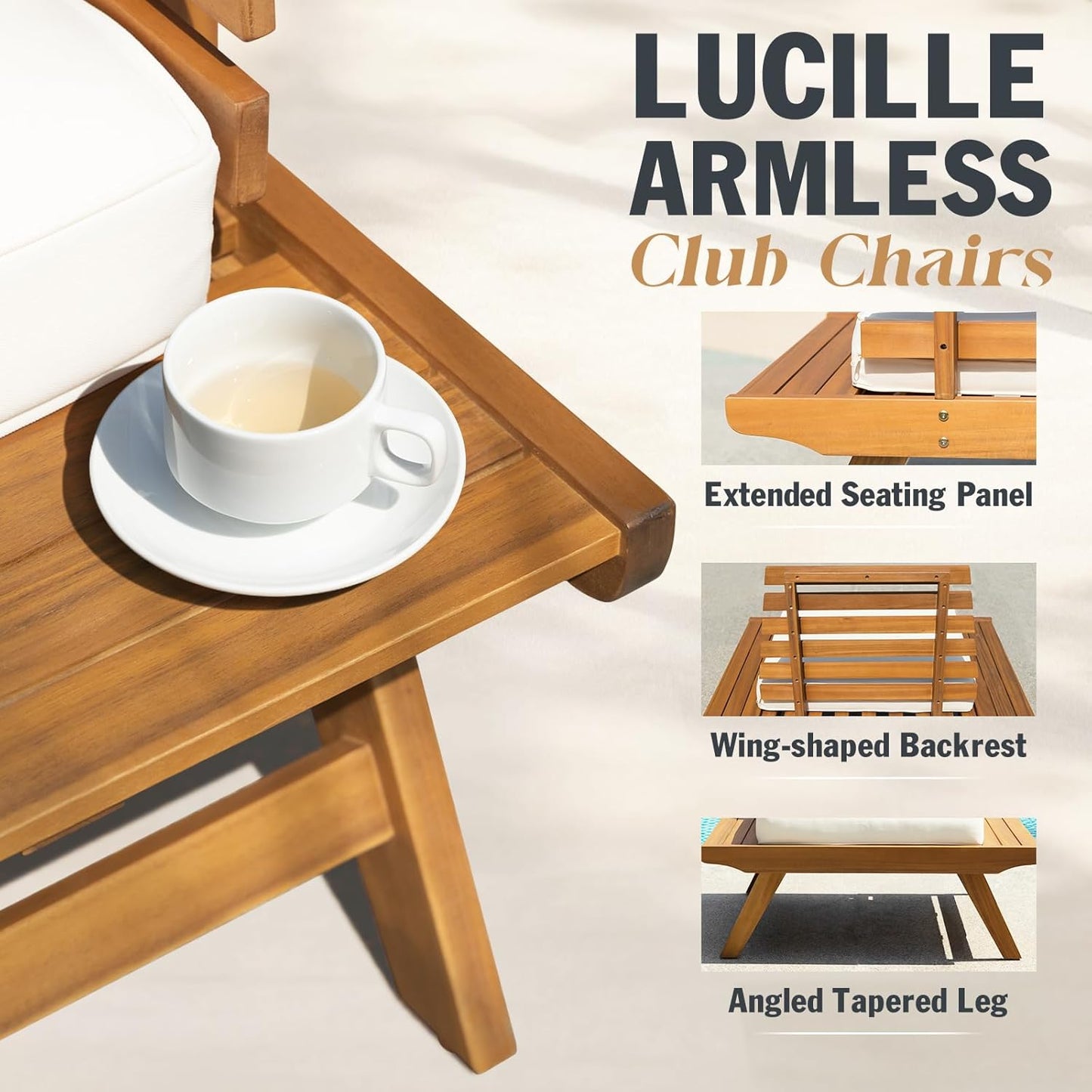 IDZO Armless Club Chairs Design Heavy Duty 400lbs Capacity Elegant Patio Bistro Set 3 Piece Outdoor