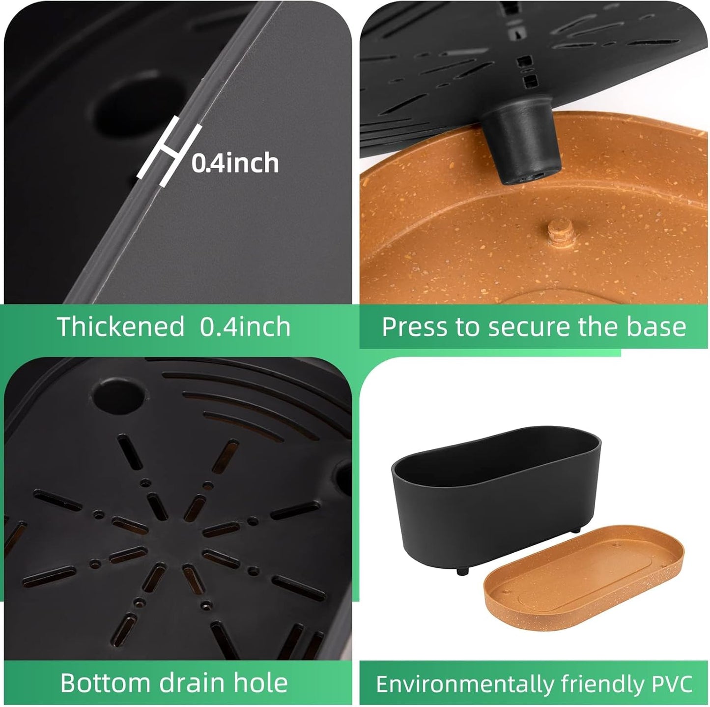 QCQHDU 16" L x 7.6" W x 7" H Window Planter Box, 2 Pack Self Watering Pots for Indoor Plants with Drainage Holes & Saucer, Outdoor Flower Pots Home Garden Modern Decor