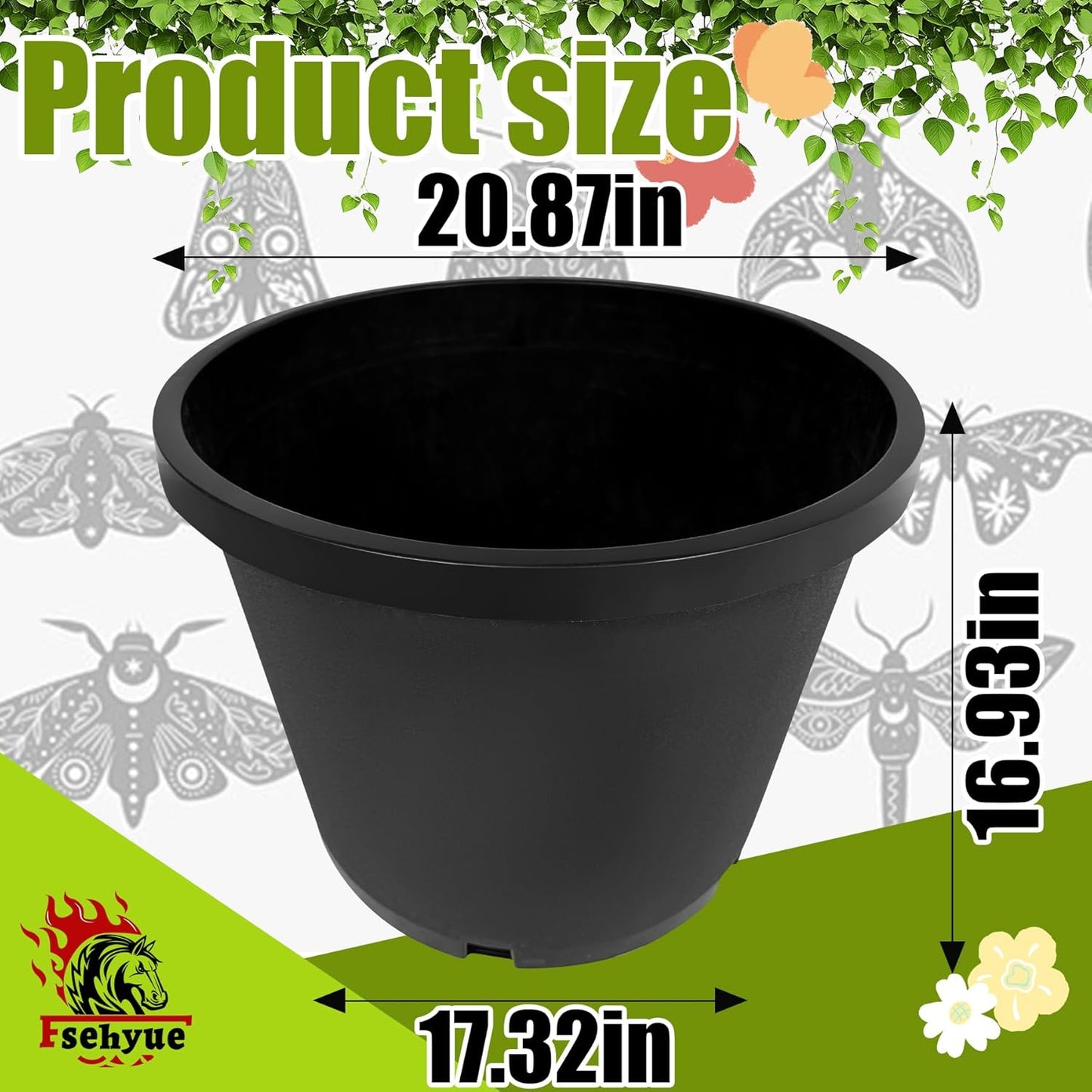 20 Gallon Nursery Pots Plastic Container Injection Molded Pot for Plants Flexible with Drainage Holes Suitable for Plants Soil Growers or Hydroponics Black 10 Pcs