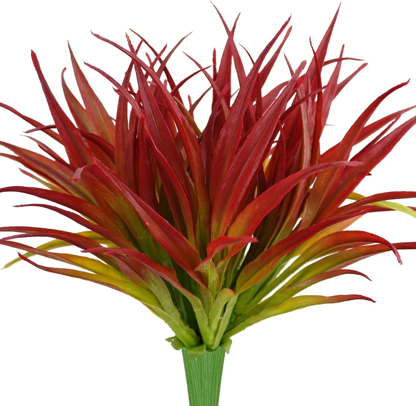 6Pcs Artificial Grass Fake Plants 17.3in Outdoor Plants UV Resistant Greenery Stems Fake Grass for Home Window Garden Office Patio Pathway Front Porch Christmas Décor Light Green & Red