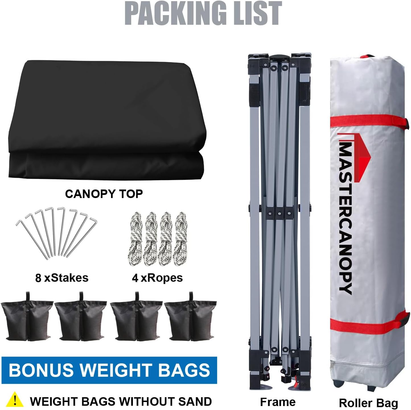 MASTERCANOPY Durable Pop-up Canopy Tent with Roller Bag (8x8, Black)