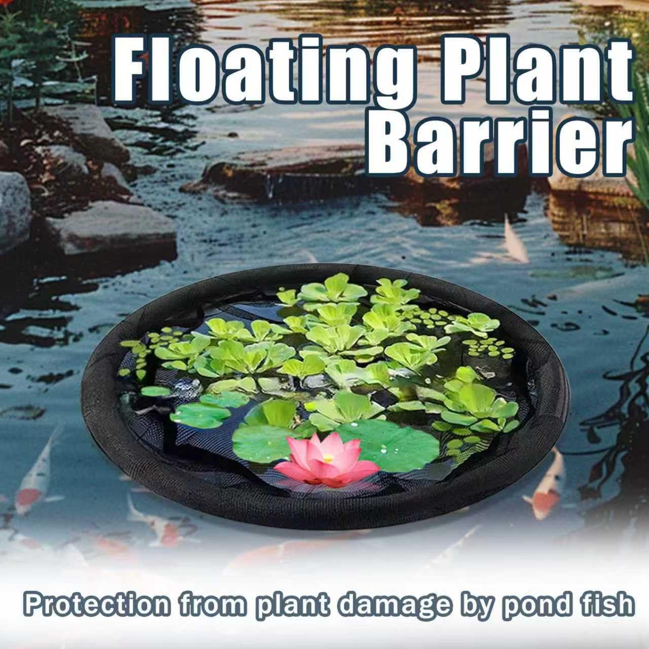 2Pack Round Floating Flora Fish Barrier-23.6Inch Black Pond Plant Protector, Floating Island/Planter Pond,UV Resistant Net to Shield Floating Plant(Lotus/Water Lilies)from Koi, with Waterproof Gloves
