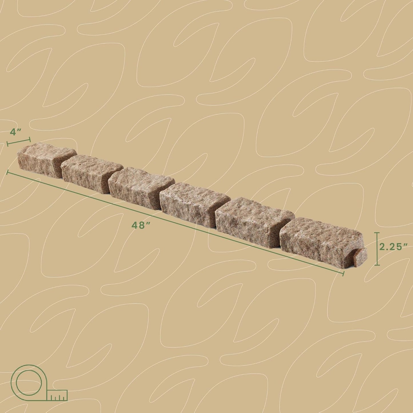 Beuta Landscape Edging | Garden Edging Border | Faux Stone Bricks for Lawn Edging, Flower beds, Pathways & Yard Edging– 1 Pack | Each Section Has 6 Bricks 48" L x 4" W x 2.25" H | 3 Spikes |Sandstone