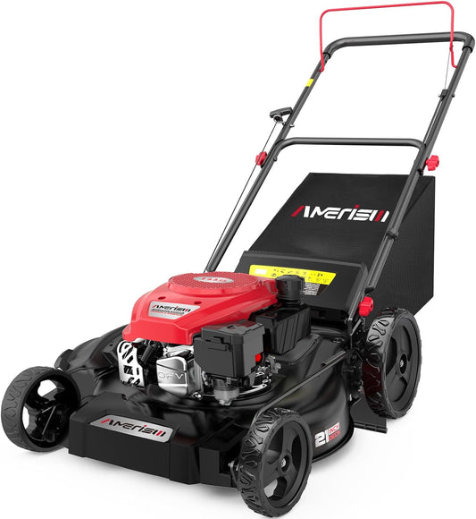 Gas Lawn Mower, 21" with 144cc 4-Cycle OHV Engine 3-in-1 Walk-Behind Push Lawn Mower (AV8621P1)