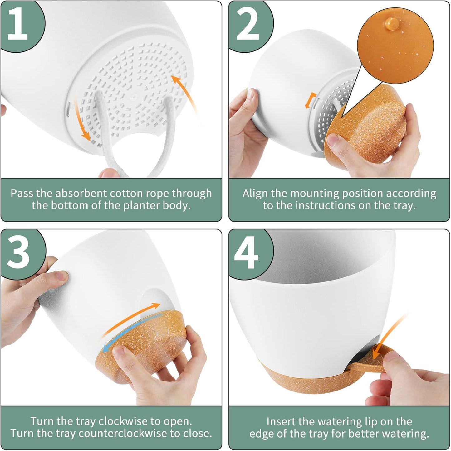 GARDIFE Plant Pots 7/6.5/6/5.5/5 Inch Self Watering Planters with Drainage Hole, Plastic Flower Pots, Nursery Planting Pot for All House Plants, Succulents,Snake Plant, African Violet, Flowers,White