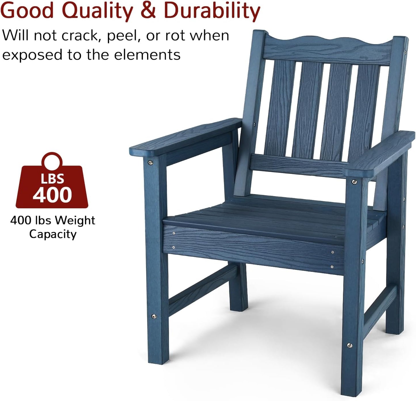 Stoog 3-Piece All-Weather Garden Chairs Set of 2 with Table, Patio Furniture Sets, Include 2 Garden Chairs and 1 Side Table, for Porch, Backyard, Lawn & Dining, Blue
