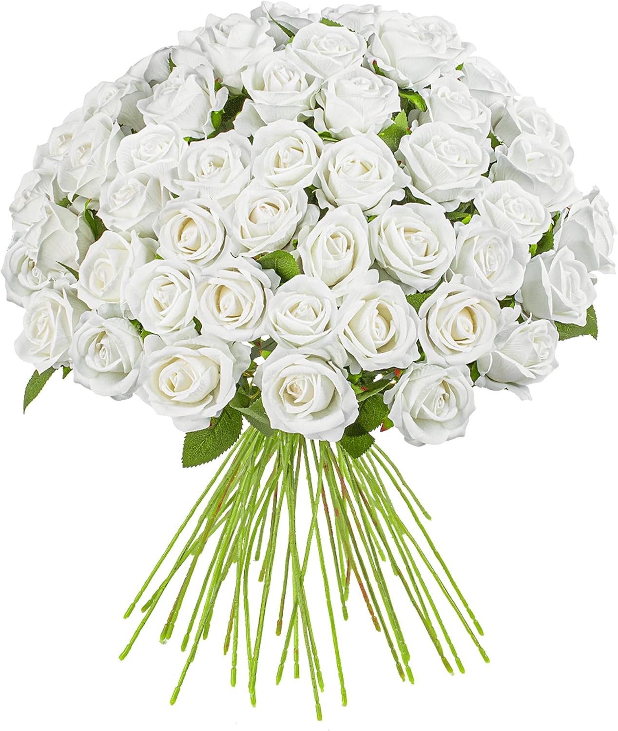 Fake Plants Roses Flowers Plastic Flowers Spring Decorations for Home Gifts for Gf Roses Artificial Flowers for Vase Fake Flowers Home Decor 19.6”(50PCS White)