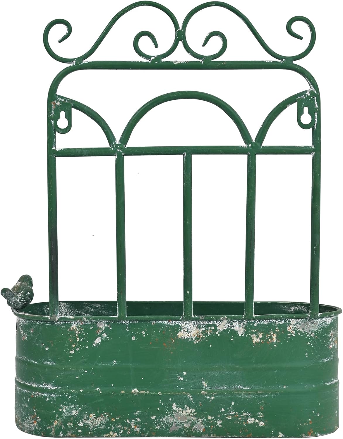 Rustic Metal Wall Planter Country Garden Wall Hanging Mount Vase Pocket Outdoor Vintage Hanging Pot Farmhouse Wall Decor for Plants Flowers (Green)