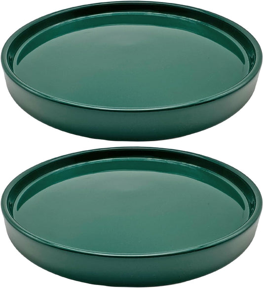 2 Pack Ceramic Plant Saucer Pot Tray 6 Inch, Planter Saucers 4 5 6 7 8 9 10 11 12 13 Inch for Indoors Outdoor, Durable Sturdy Flower Drainage drip Water Tray for Glazed Pots Base (6.4 Inch-Green)